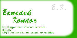 benedek kondor business card